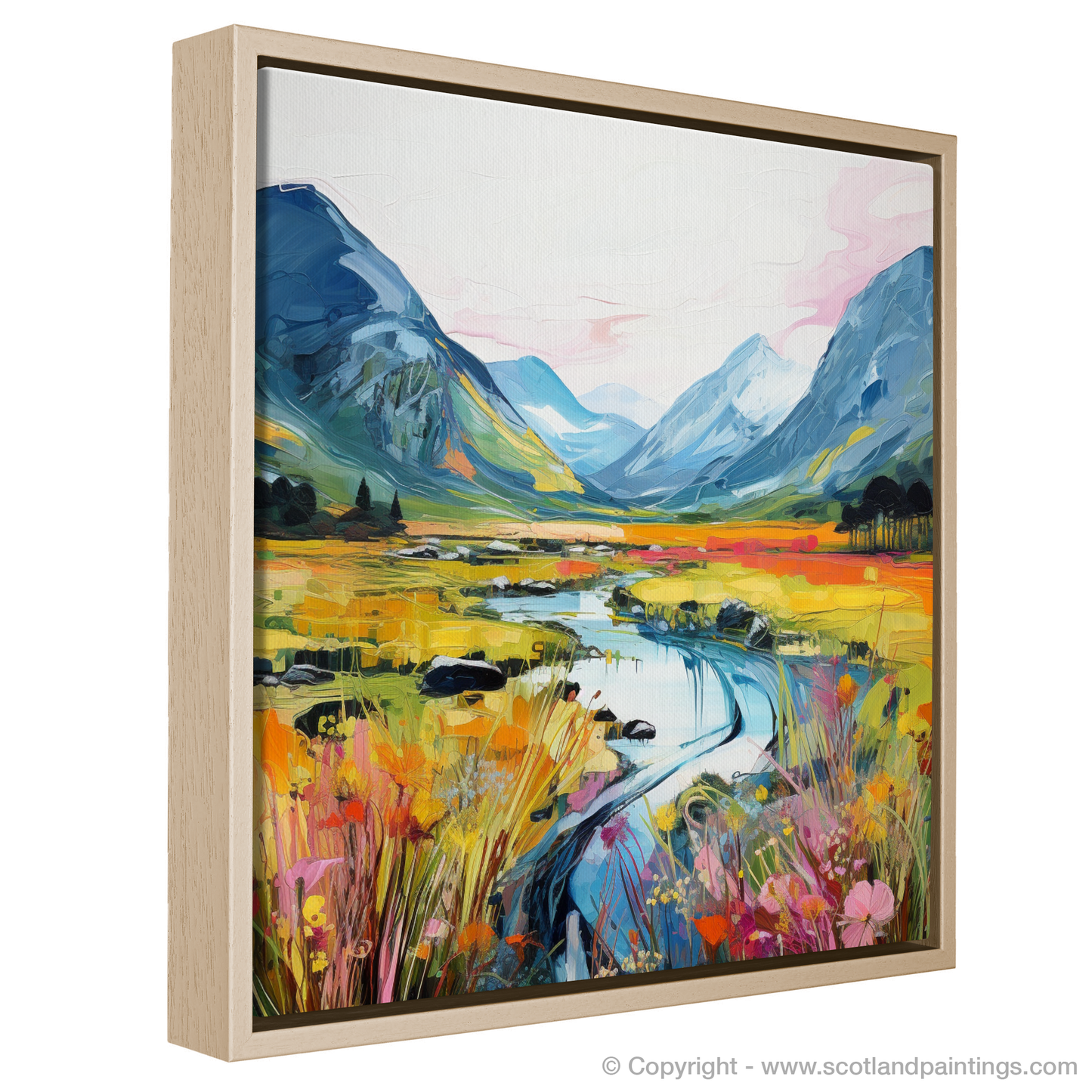 Painting and Art Print of Glen Coe, Highlands in summer entitled "Summer Embrace of Glen Coe".