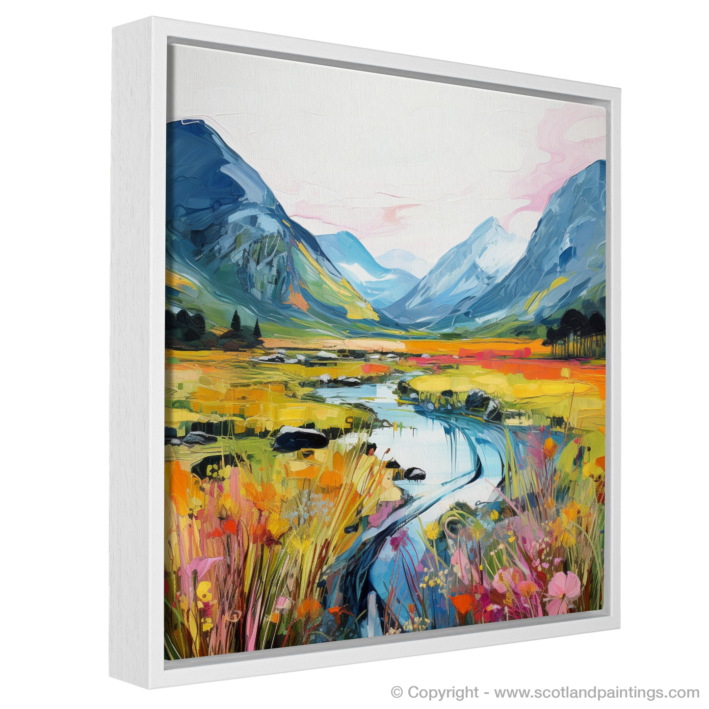 Painting and Art Print of Glen Coe, Highlands in summer entitled "Summer Embrace of Glen Coe".