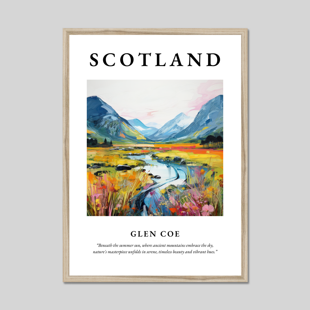 Poster in a natural frame with the word Scotland