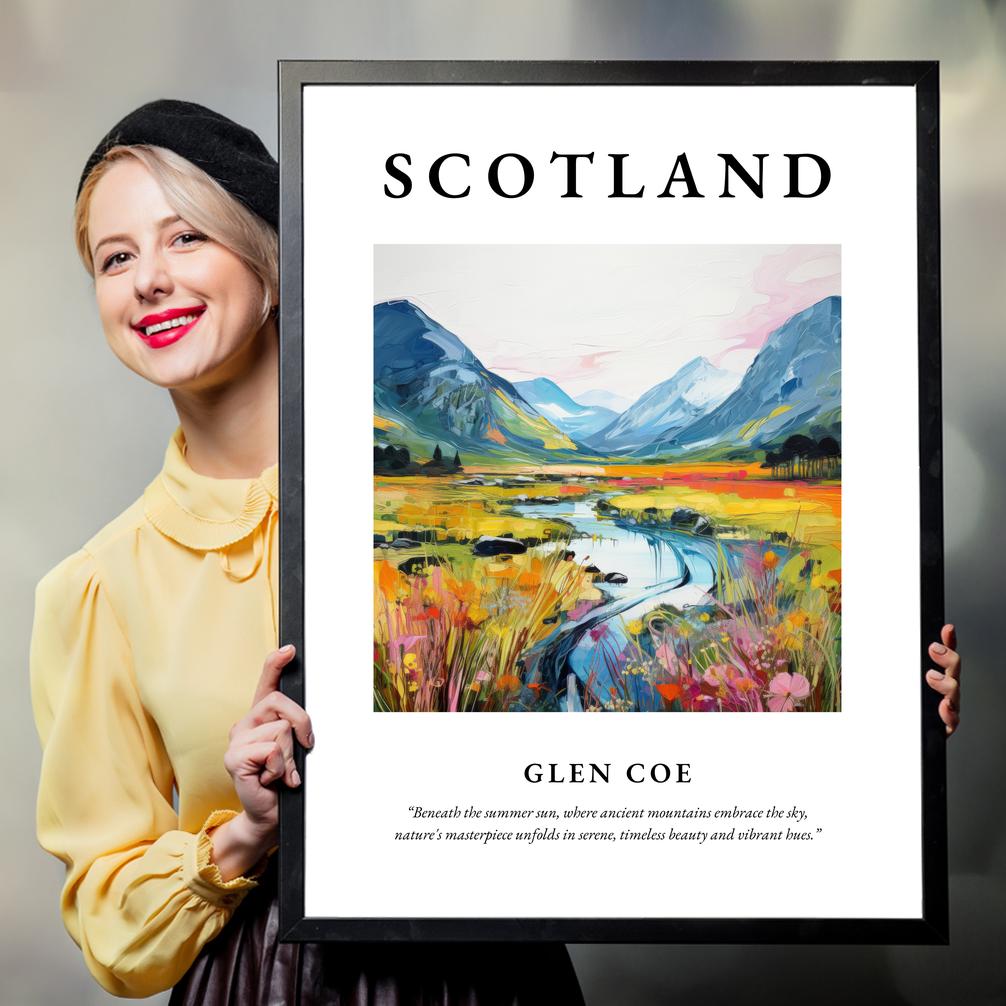 Person holding a poster of Glen Coe