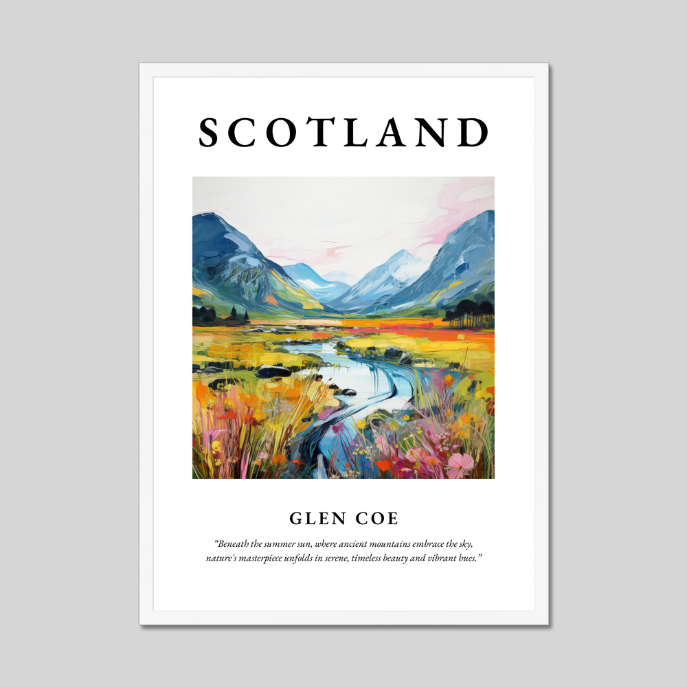 Poster in a white frame with the word Scotland