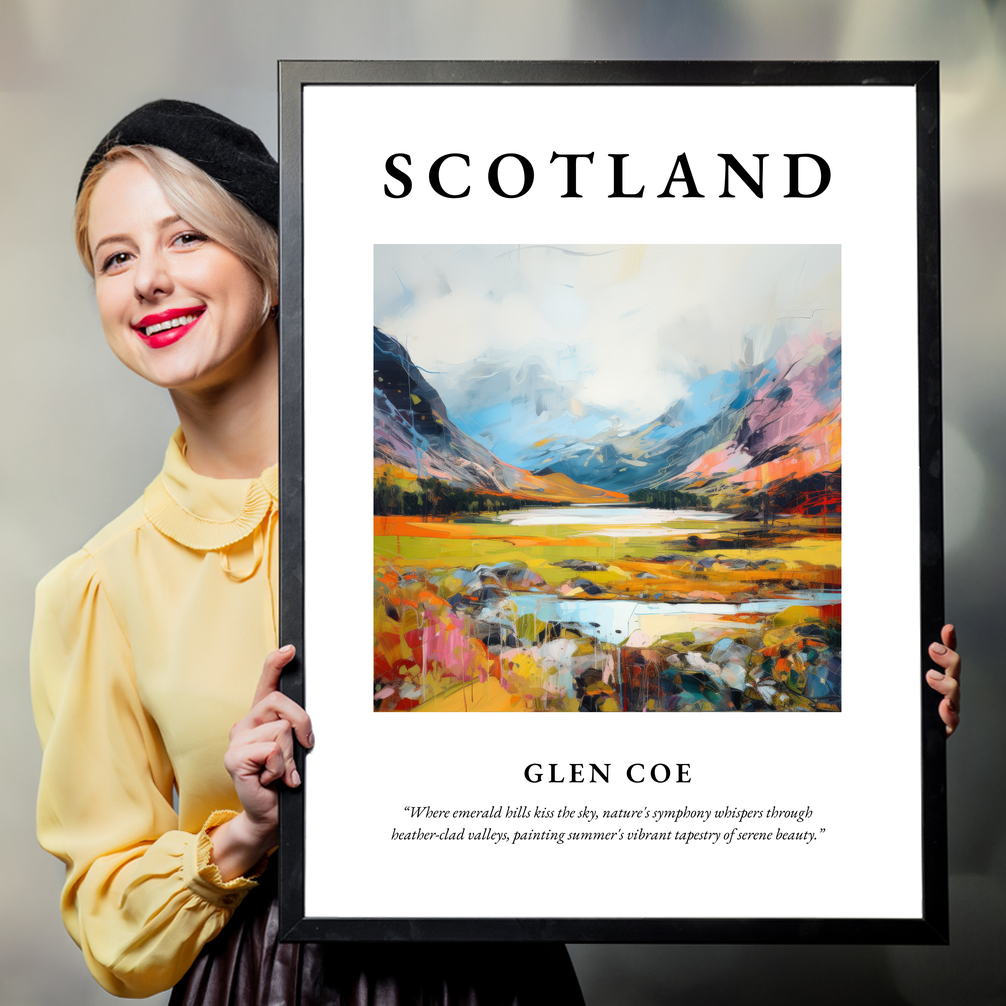 Person holding a poster of Glen Coe