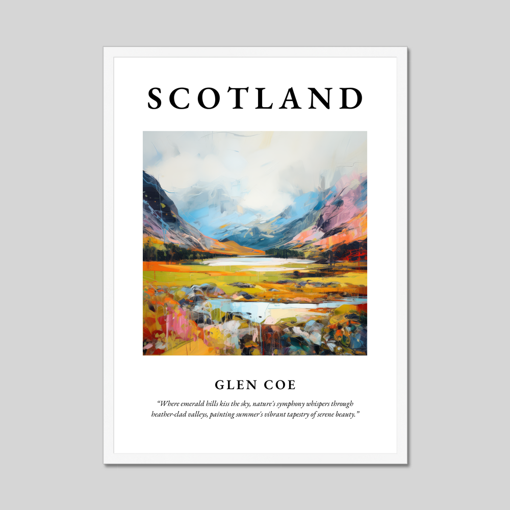 Poster in a white frame with the word Scotland