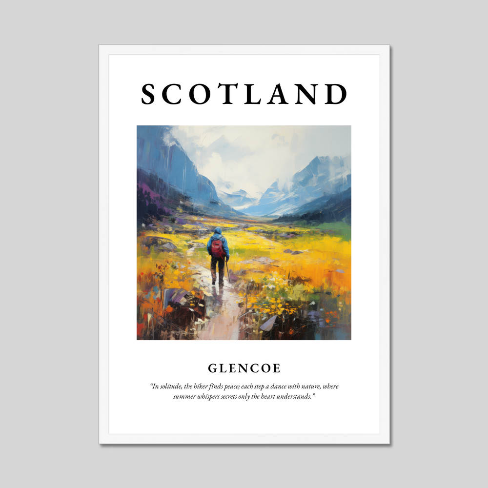 Poster in a white frame with the word Scotland