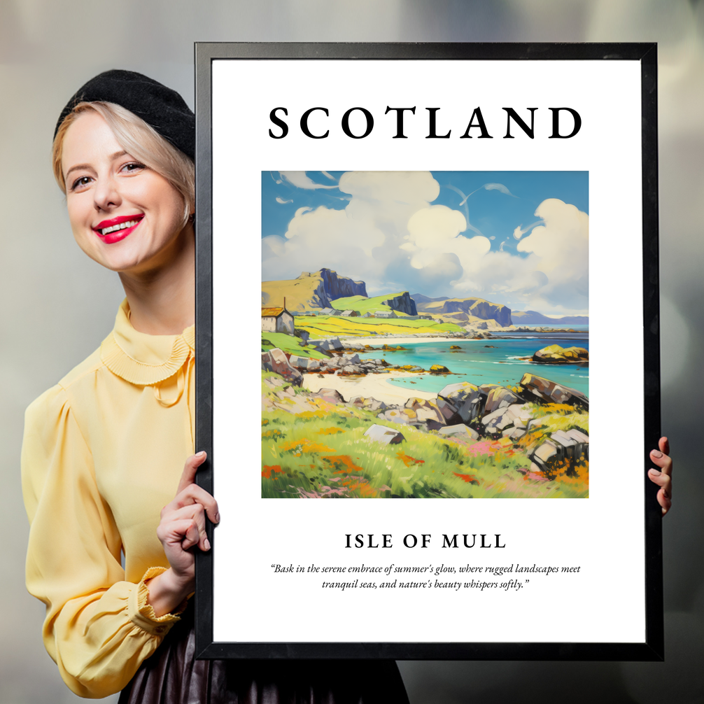 Person holding a poster of Isle of Mull