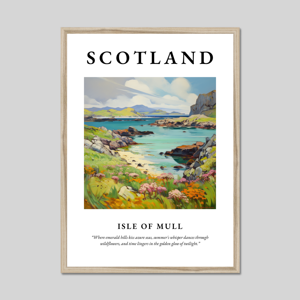 Poster in a natural frame with the word Scotland