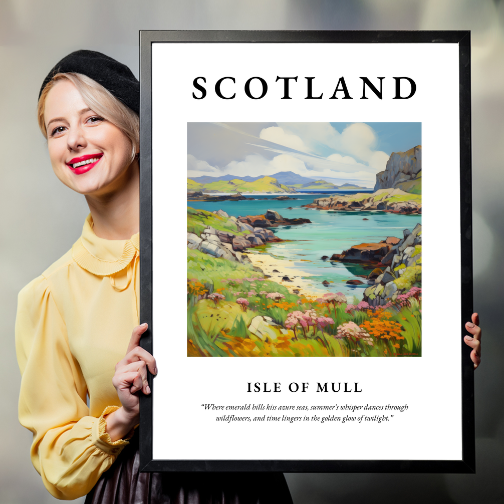 Person holding a poster of Isle of Mull