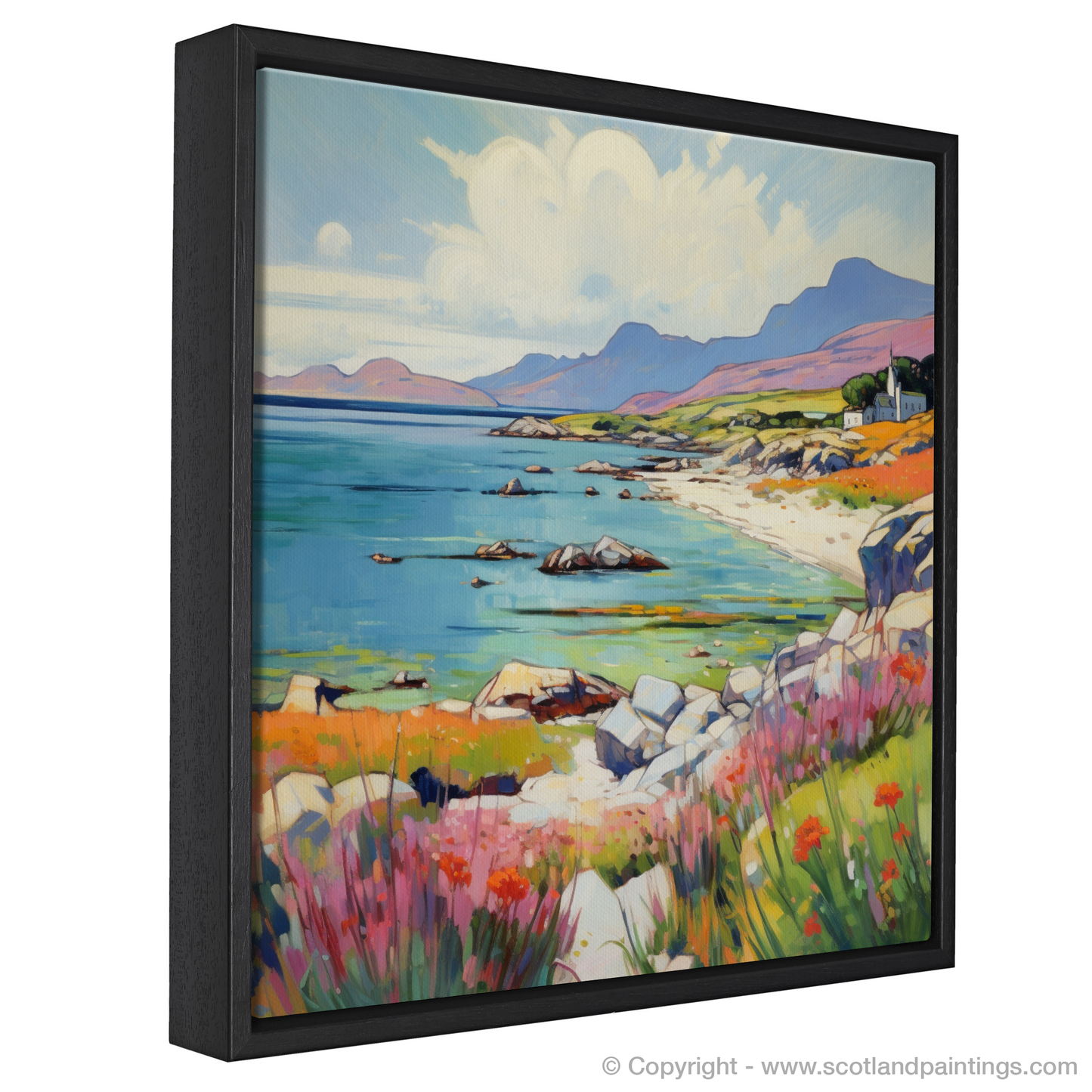 Painting and Art Print of Isle of Mull, Inner Hebrides in summer entitled "Mull's Summer Majesty: A Fauvist Ode to Scotland's Wild Beauty".