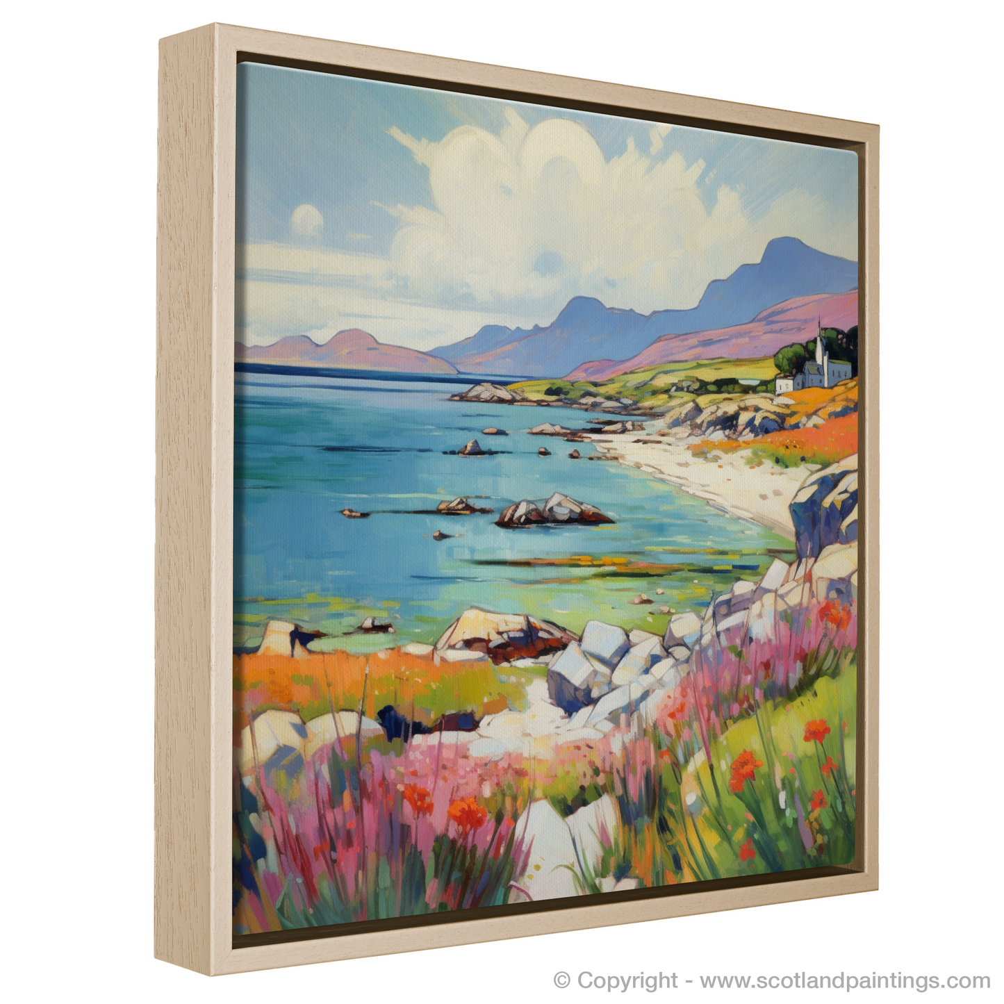 Painting and Art Print of Isle of Mull, Inner Hebrides in summer entitled "Mull's Summer Majesty: A Fauvist Ode to Scotland's Wild Beauty".