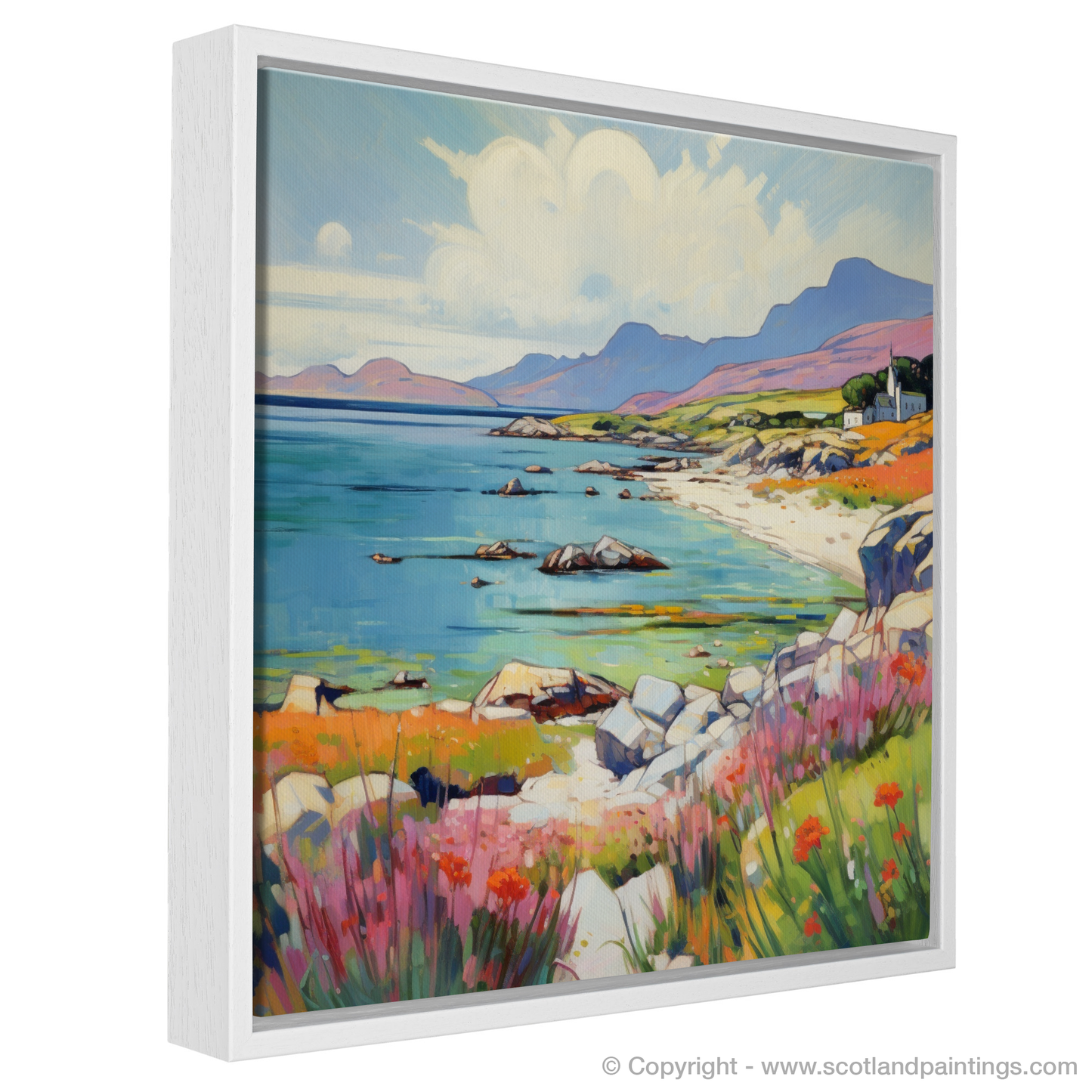 Painting and Art Print of Isle of Mull, Inner Hebrides in summer entitled "Mull's Summer Majesty: A Fauvist Ode to Scotland's Wild Beauty".