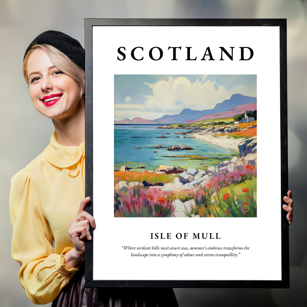 Person holding a poster of Isle of Mull