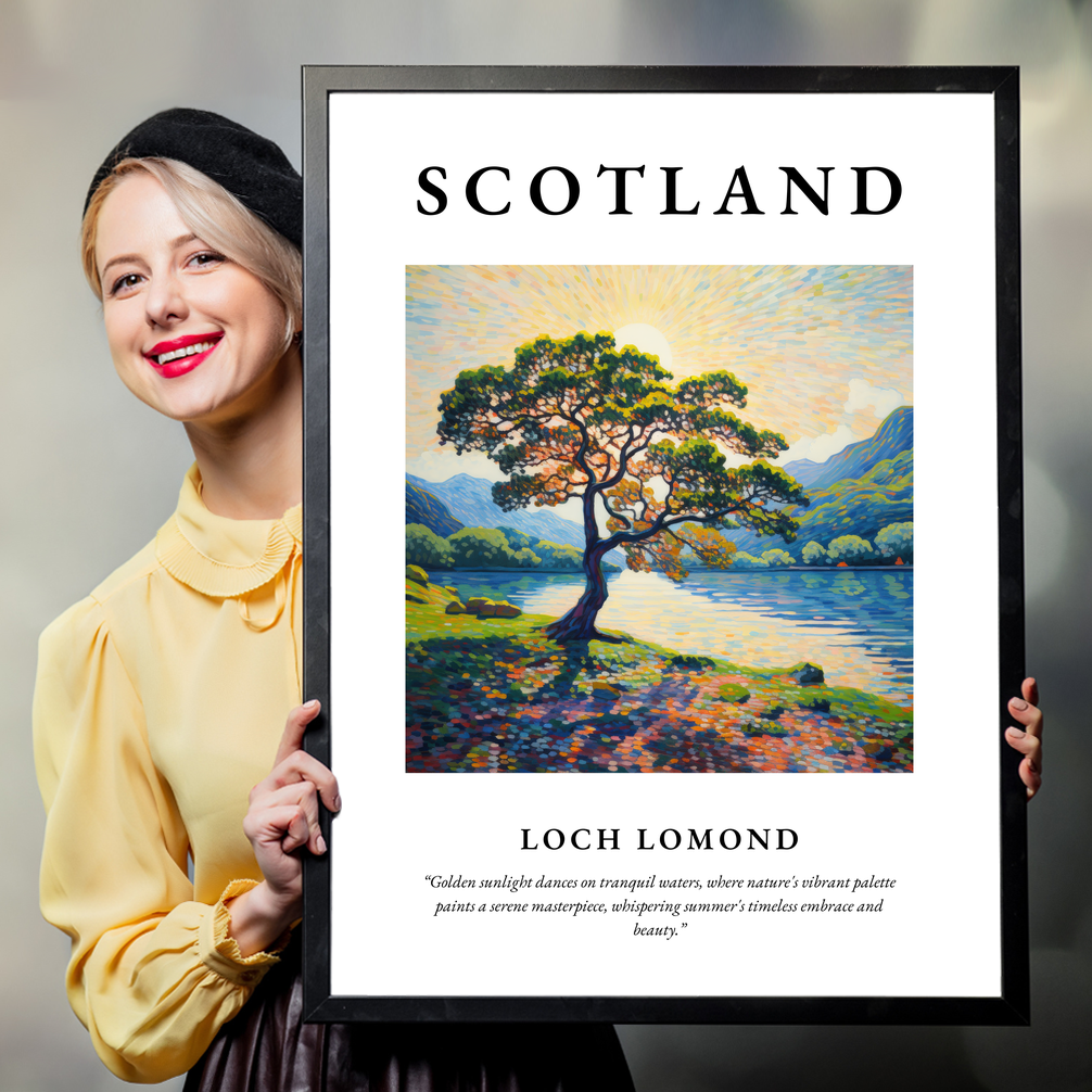 Person holding a poster of Loch Lomond