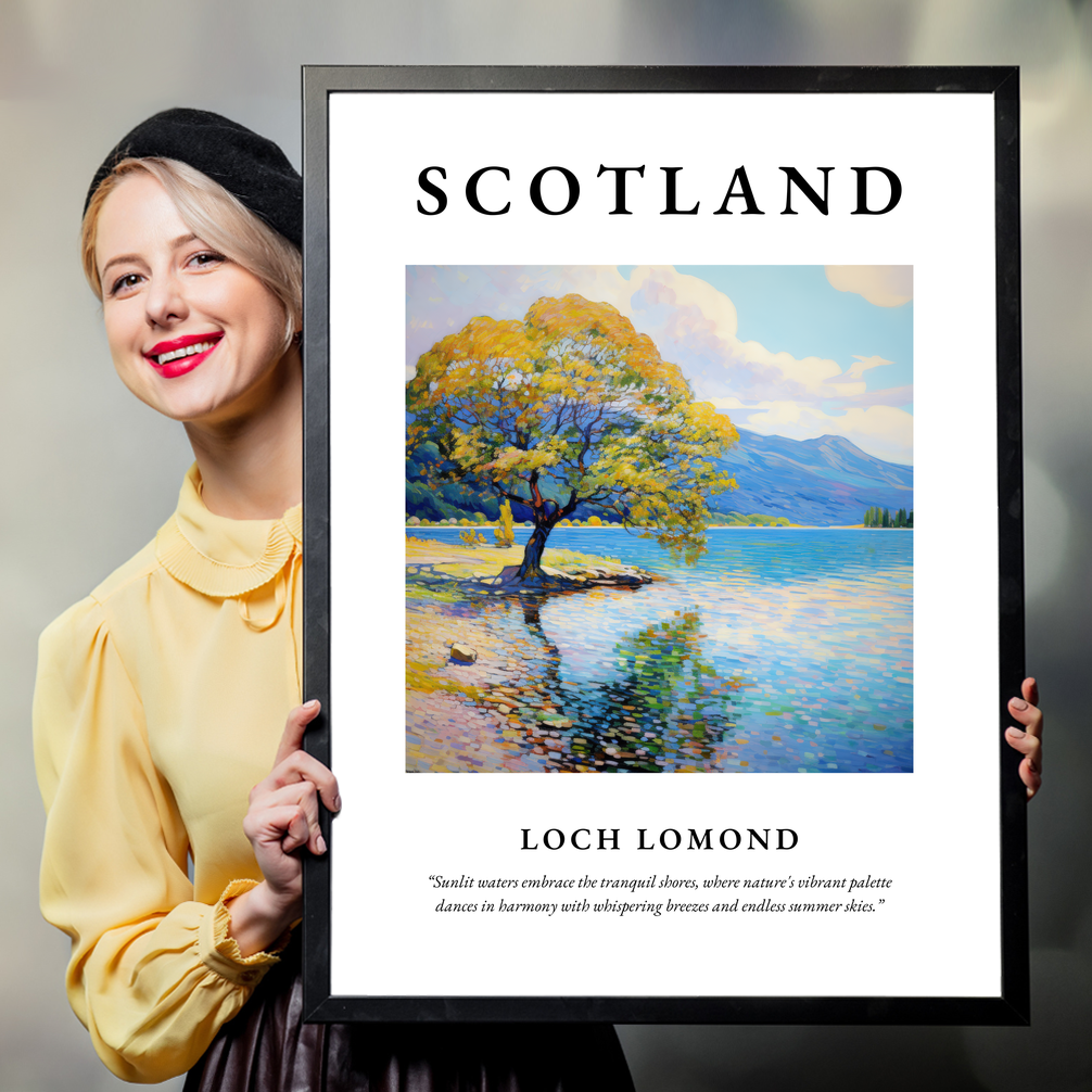 Person holding a poster of Loch Lomond