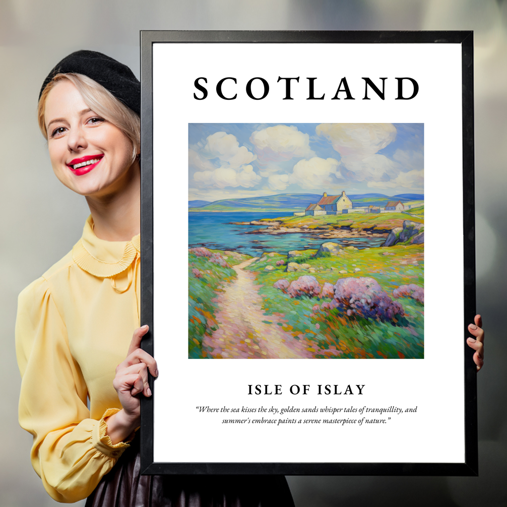 Person holding a poster of Isle of Islay