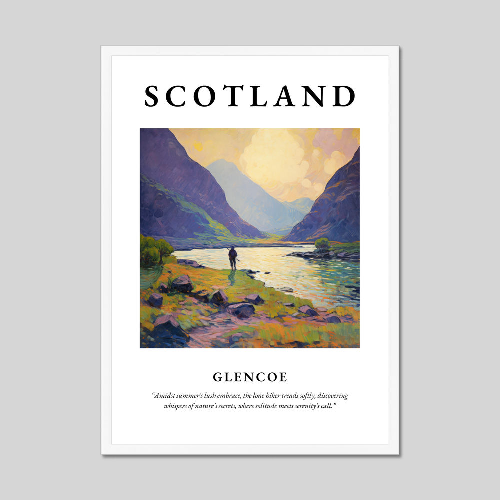 Poster in a white frame with the word Scotland