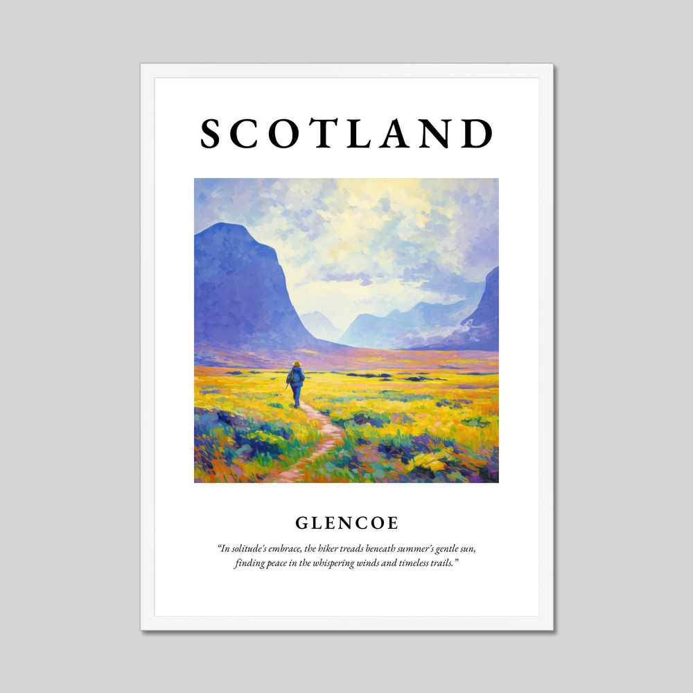 Poster in a white frame with the word Scotland