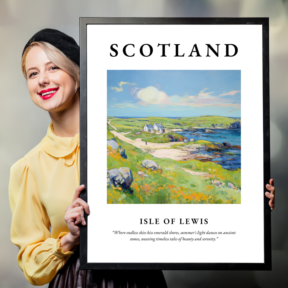 Person holding a poster of Isle of Lewis