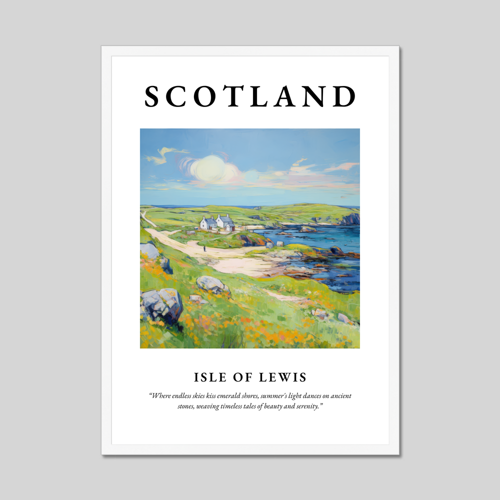 Poster in a white frame with the word Scotland