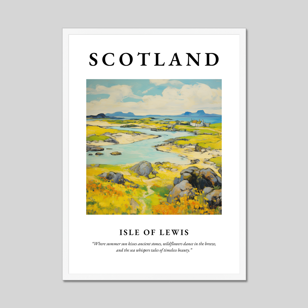 Poster in a white frame with the word Scotland