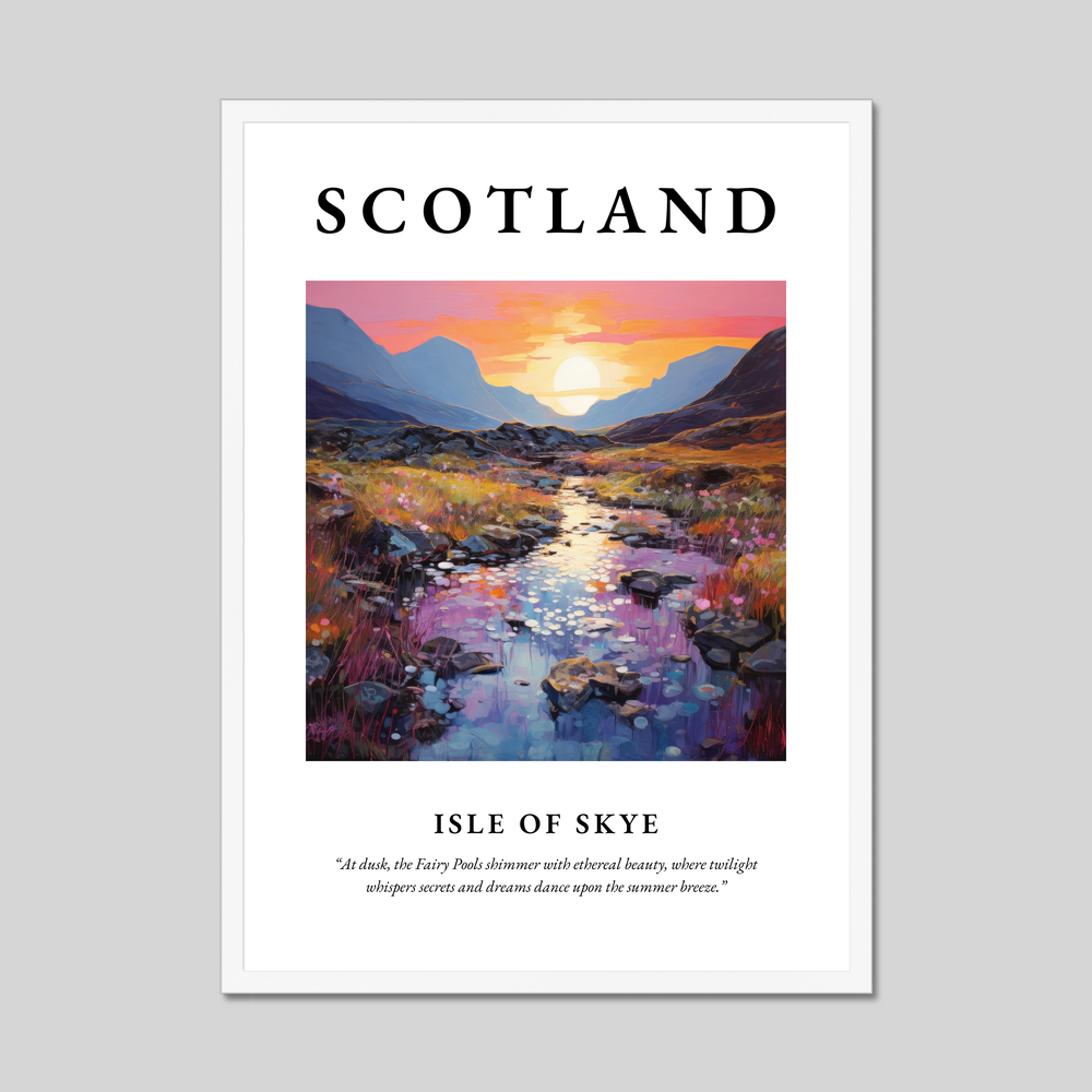 Poster in a white frame with the word Scotland