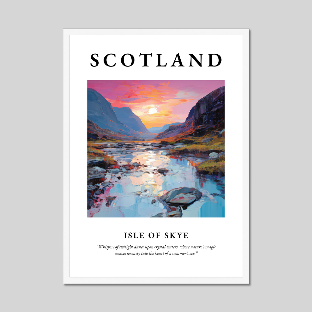 Poster in a white frame with the word Scotland