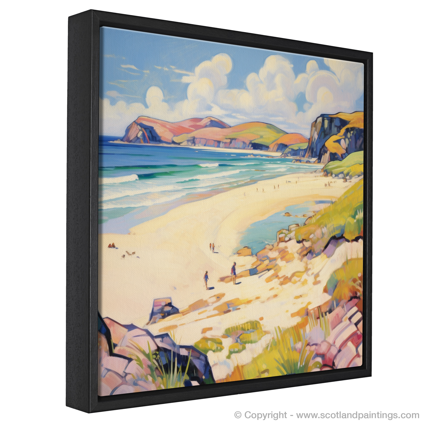 Painting and Art Print of Sandwood Bay, Sutherland in summer entitled "Summer Splendour at Sandwood Bay Fauvist Interpretation".