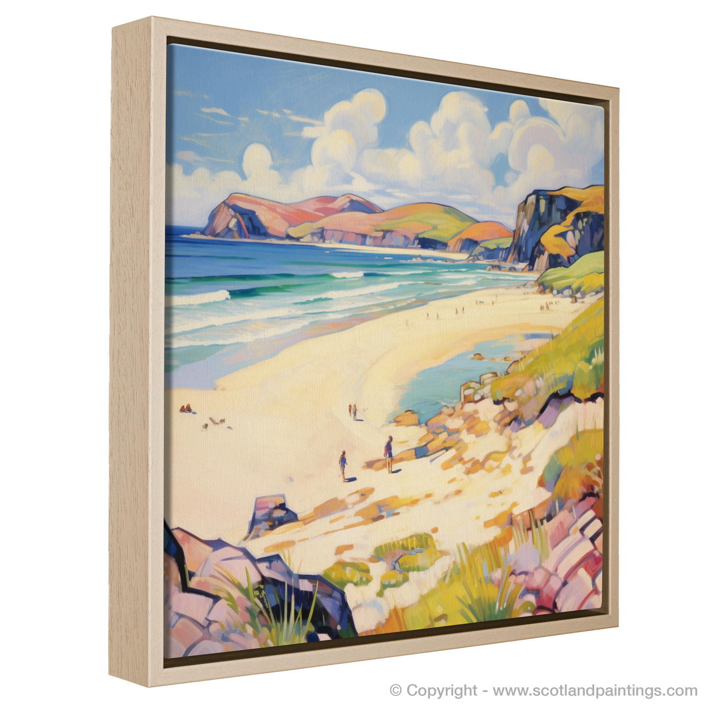 Painting and Art Print of Sandwood Bay, Sutherland in summer entitled "Summer Splendour at Sandwood Bay Fauvist Interpretation".