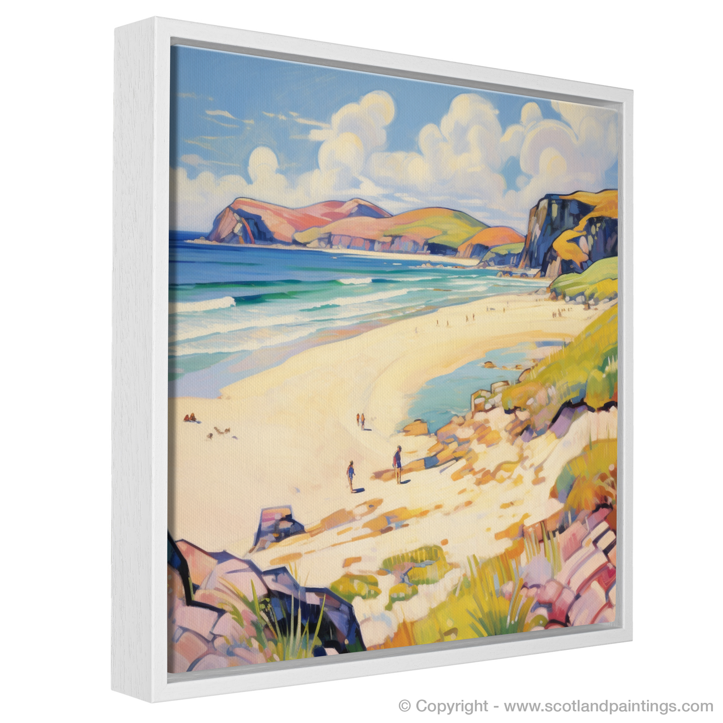 Painting and Art Print of Sandwood Bay, Sutherland in summer entitled "Summer Splendour at Sandwood Bay Fauvist Interpretation".