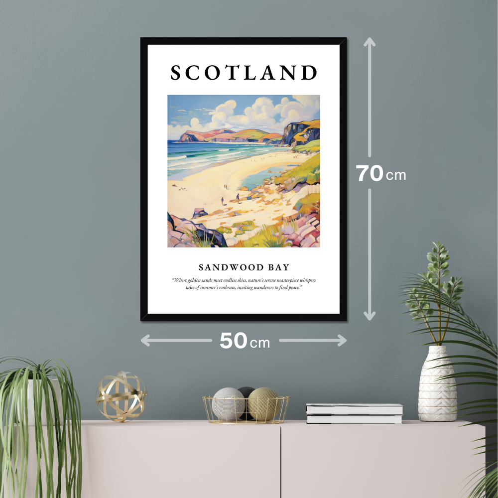 Poster of Sandwood Bay hanging on a wall