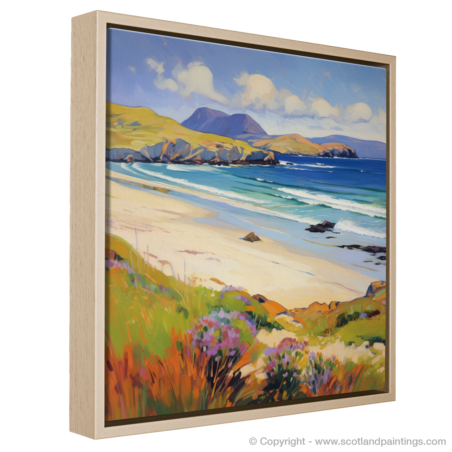 Painting and Art Print of Sandwood Bay, Sutherland in summer entitled "Wild Colours of Sandwood Bay: A Fauvist Summer Symphony".