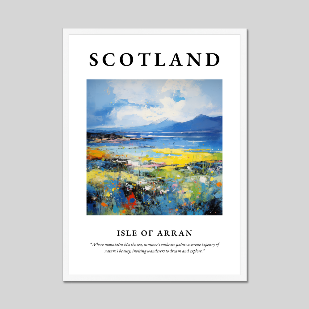 Poster in a white frame with the word Scotland