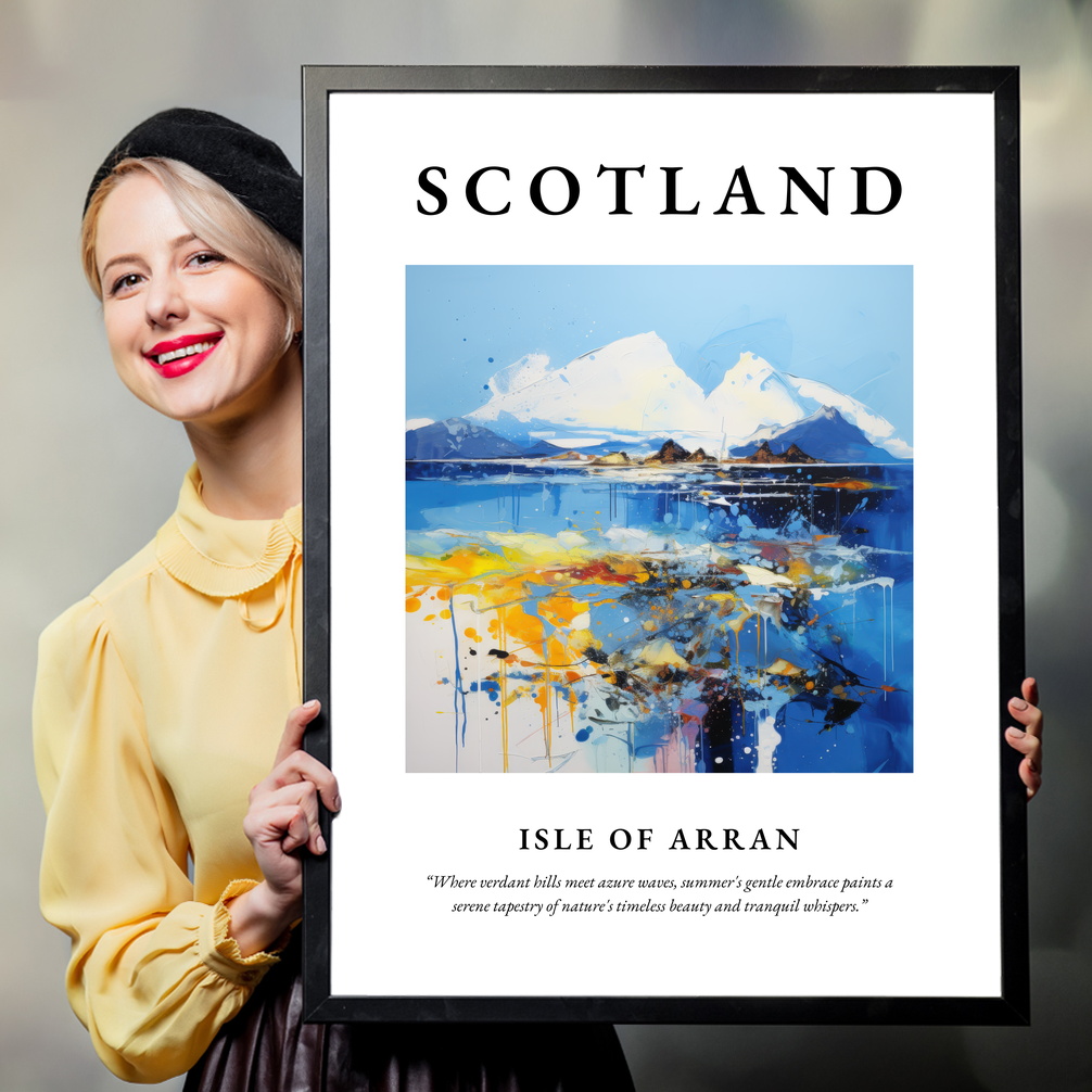 Person holding a poster of Isle of Arran