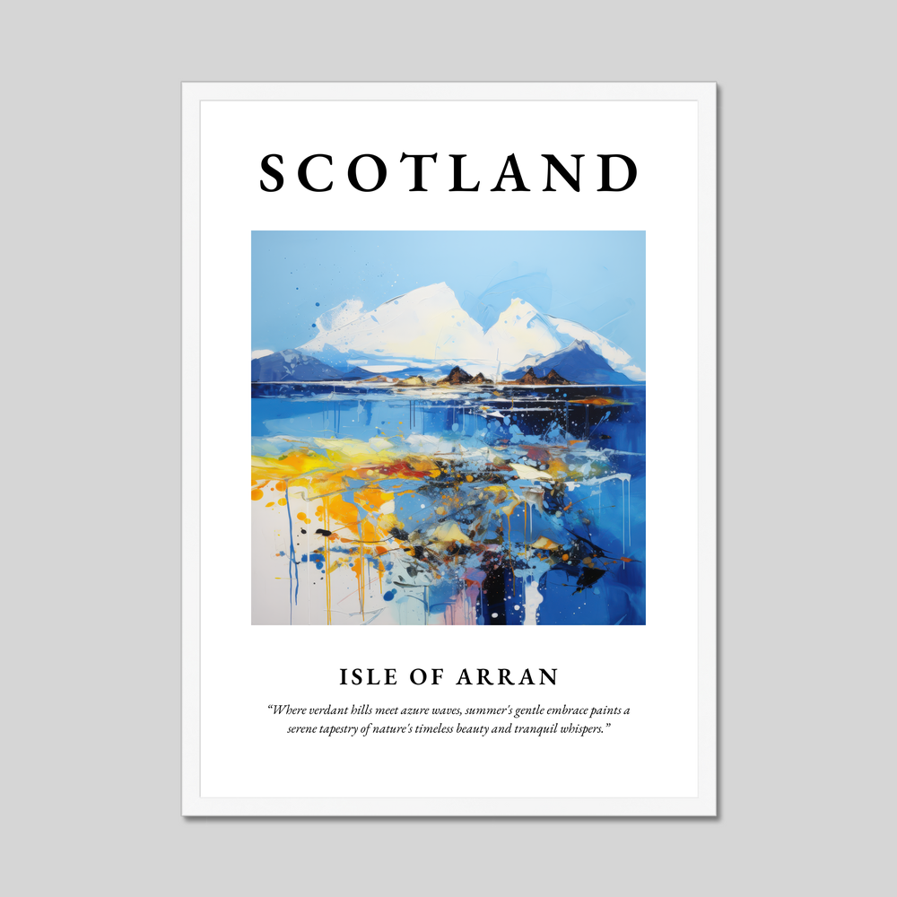 Poster in a white frame with the word Scotland