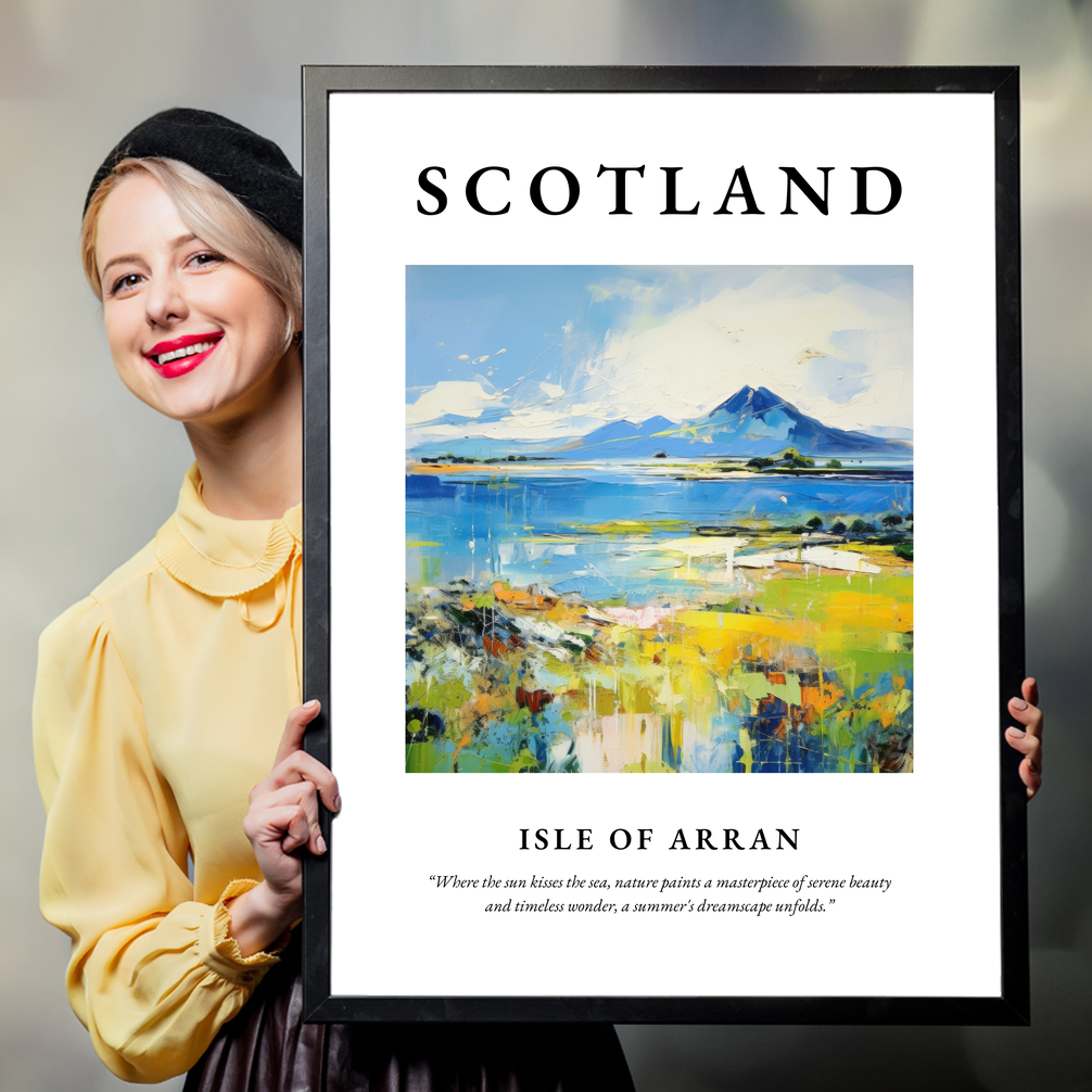 Person holding a poster of Isle of Arran