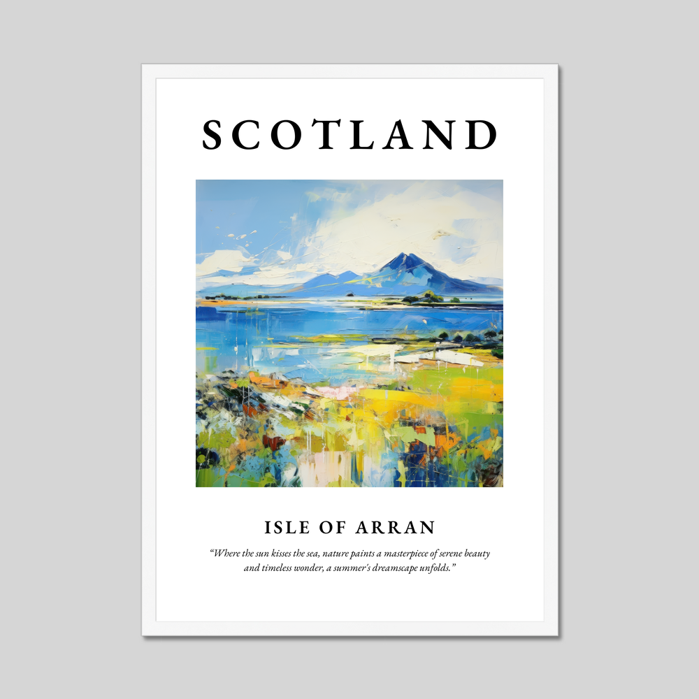 Poster in a white frame with the word Scotland