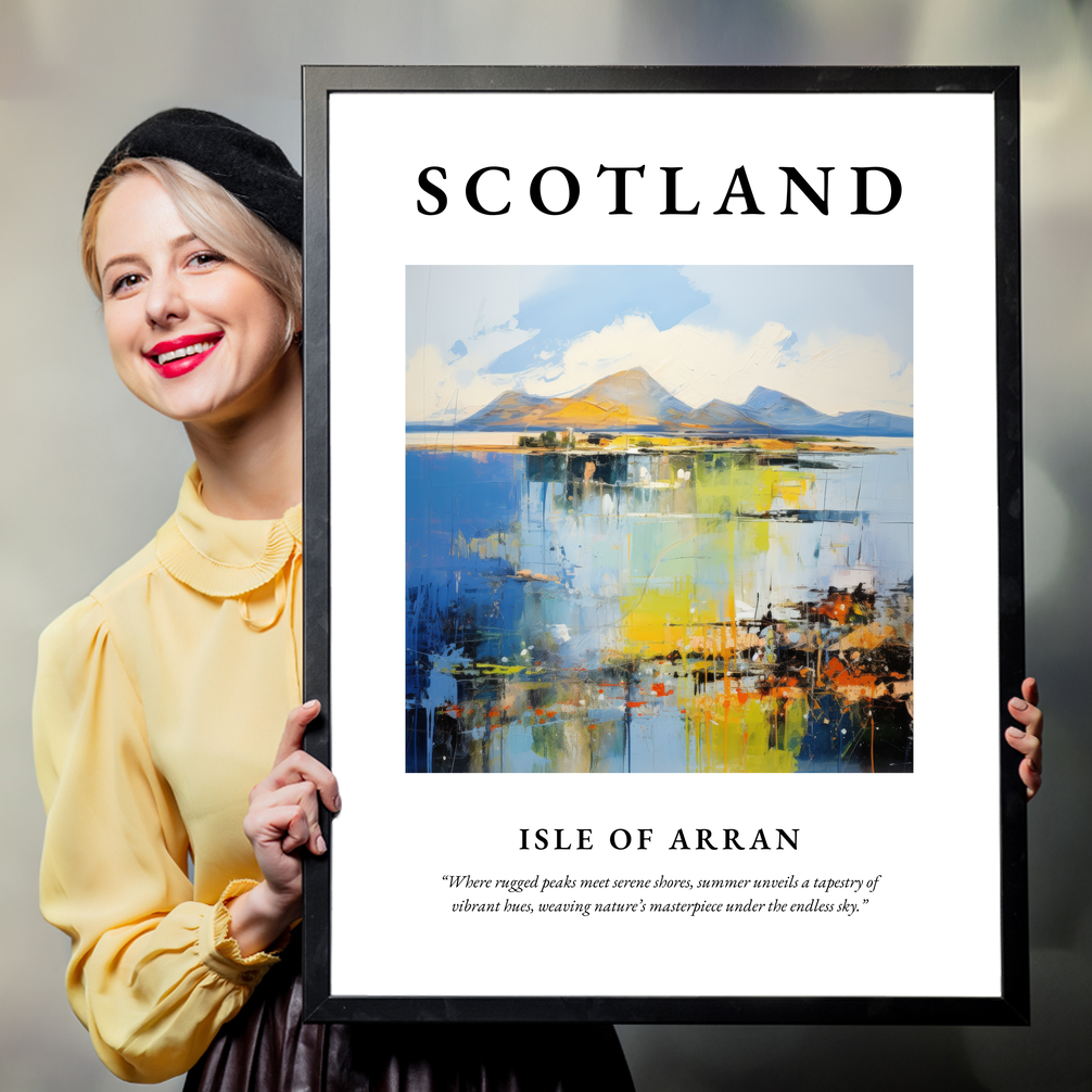 Person holding a poster of Isle of Arran