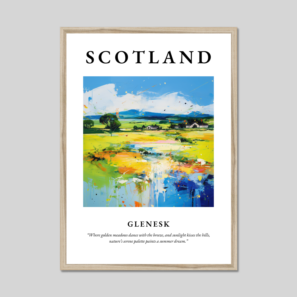 Poster in a natural frame with the word Scotland