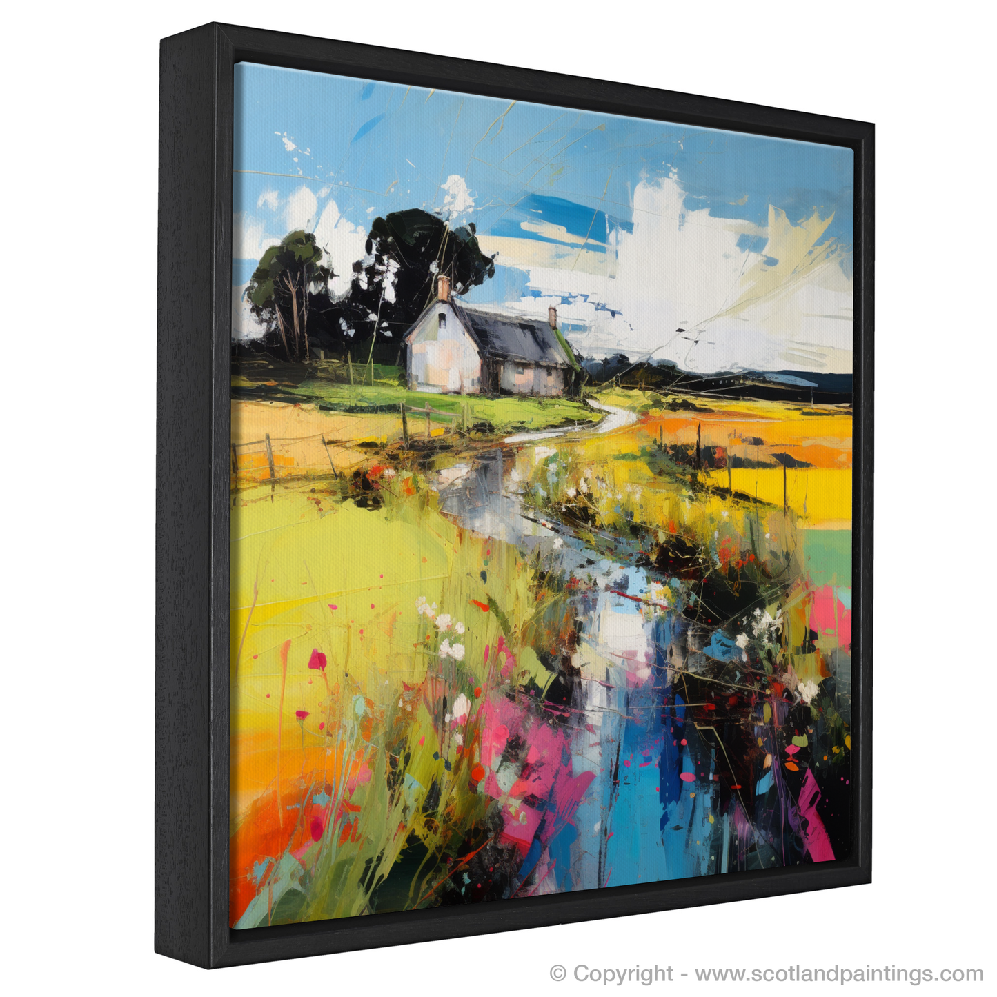 Painting and Art Print of Glenesk, Angus in summer entitled "Summer Whimsy in Glenesk: An Abstract Scottish Serenade".