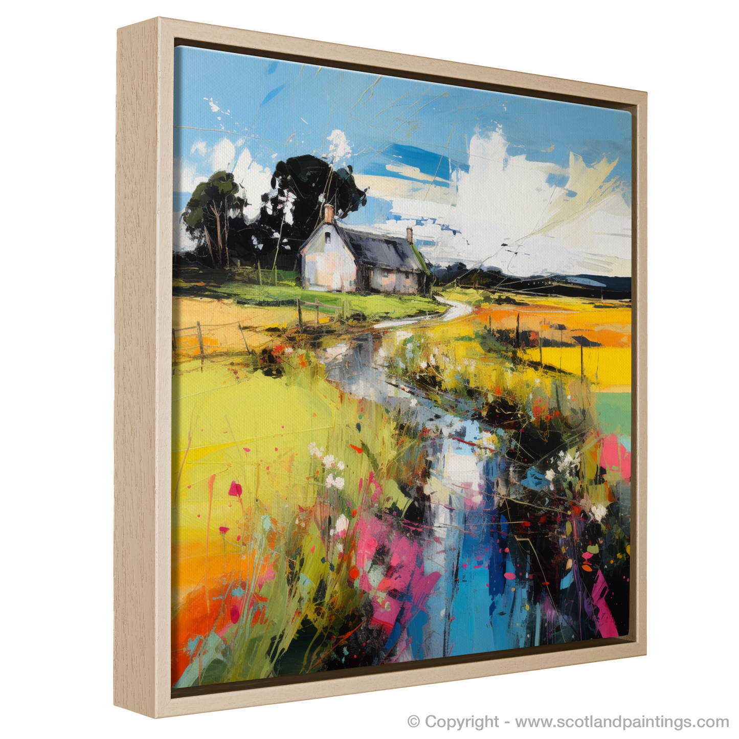 Painting and Art Print of Glenesk, Angus in summer entitled "Summer Whimsy in Glenesk: An Abstract Scottish Serenade".