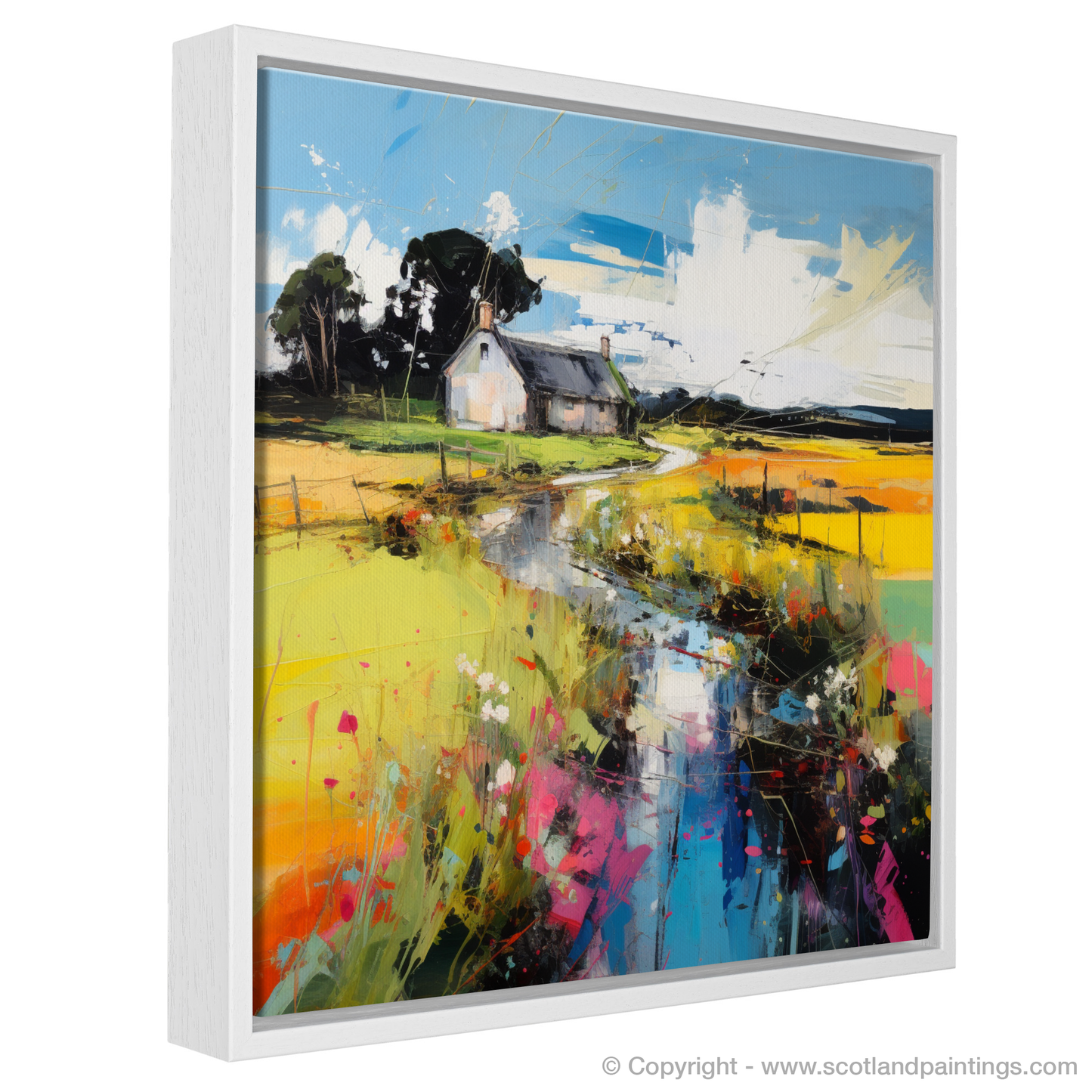 Painting and Art Print of Glenesk, Angus in summer entitled "Summer Whimsy in Glenesk: An Abstract Scottish Serenade".