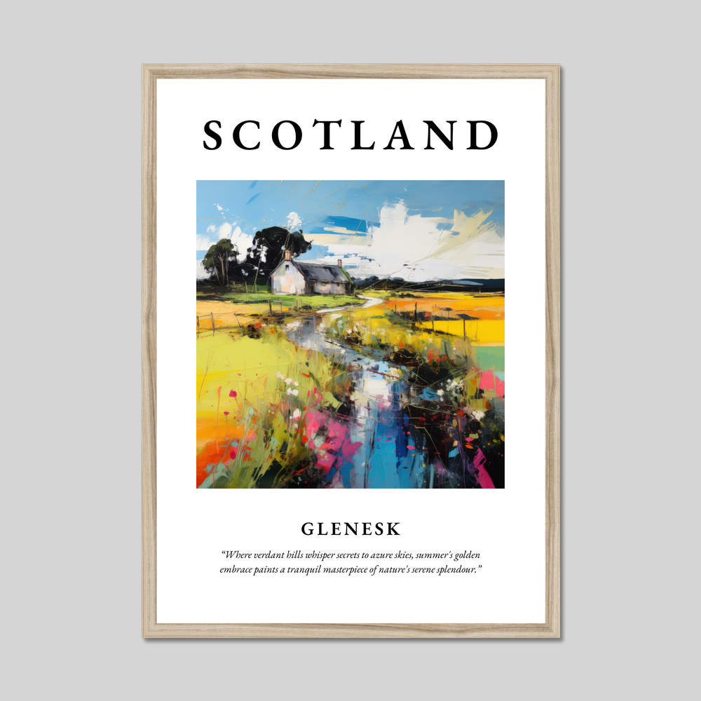 Poster in a natural frame with the word Scotland