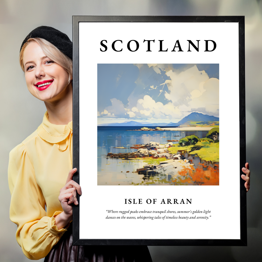 Person holding a poster of Isle of Arran