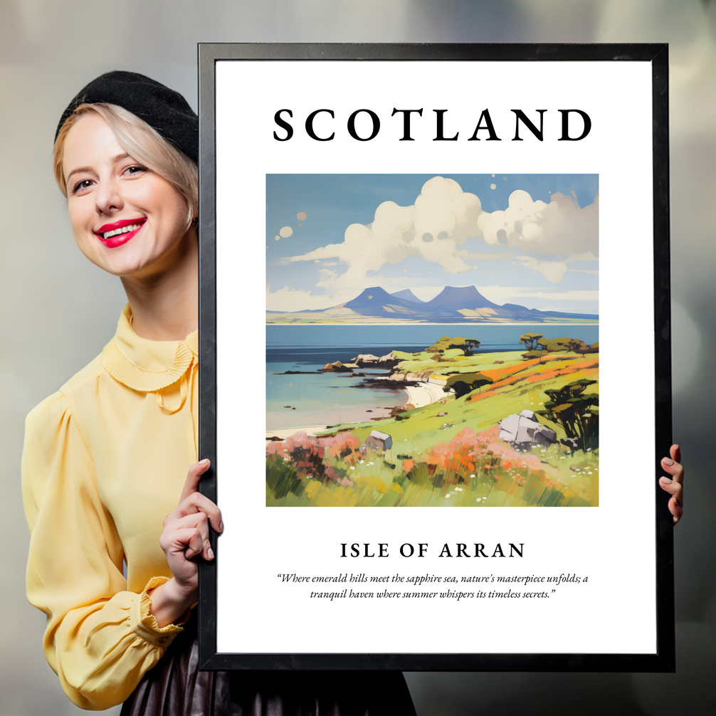 Person holding a poster of Isle of Arran