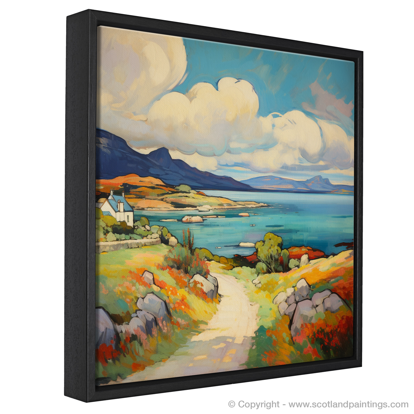 Painting and Art Print of Isle of Jura, Inner Hebrides in summer entitled "Vibrant Jura: A Fauvist Homage to the Inner Hebrides in Summer".