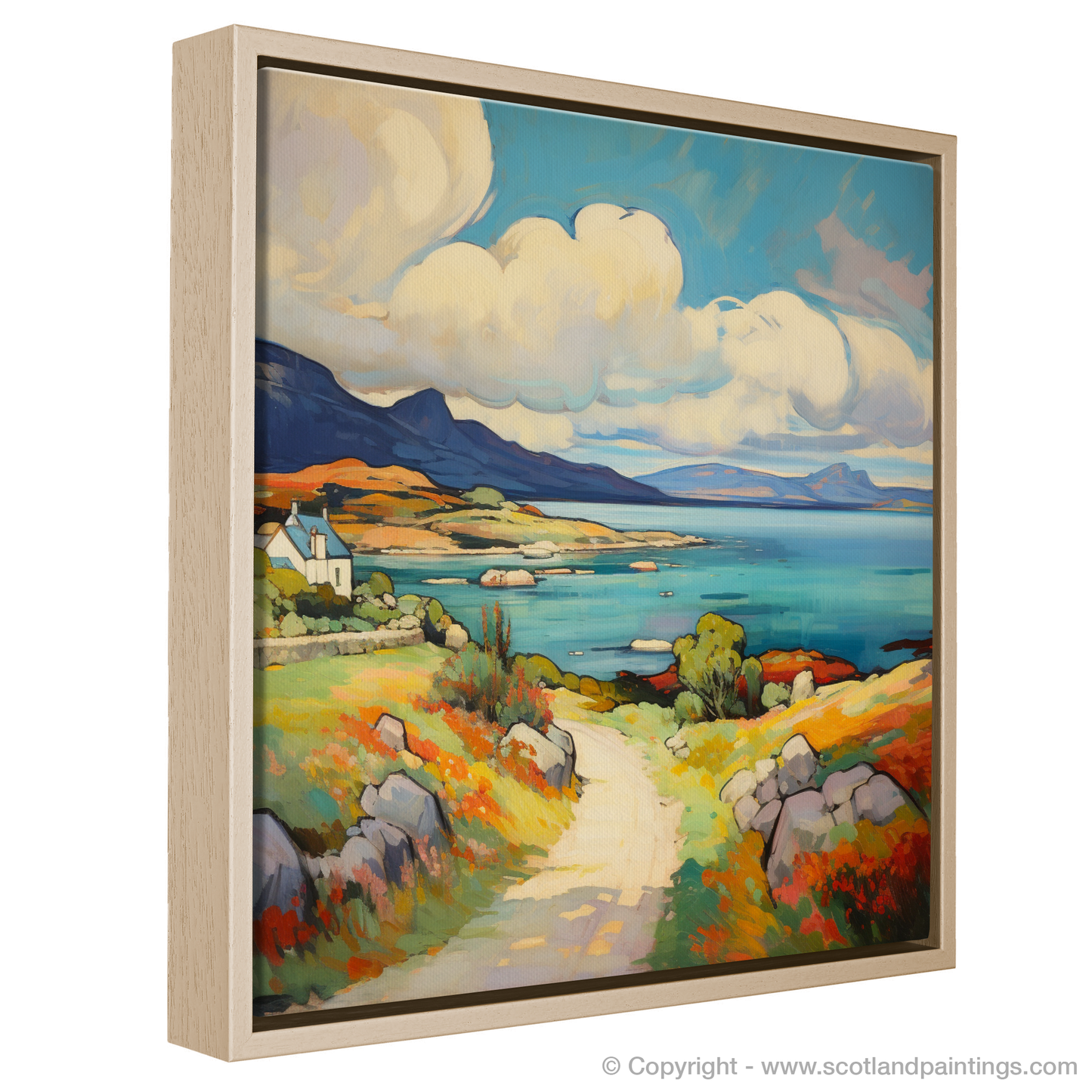 Painting and Art Print of Isle of Jura, Inner Hebrides in summer entitled "Vibrant Jura: A Fauvist Homage to the Inner Hebrides in Summer".