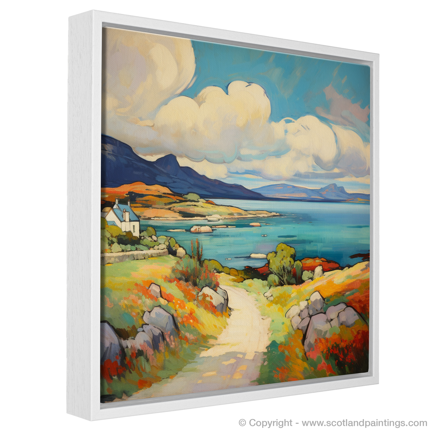 Painting and Art Print of Isle of Jura, Inner Hebrides in summer entitled "Vibrant Jura: A Fauvist Homage to the Inner Hebrides in Summer".