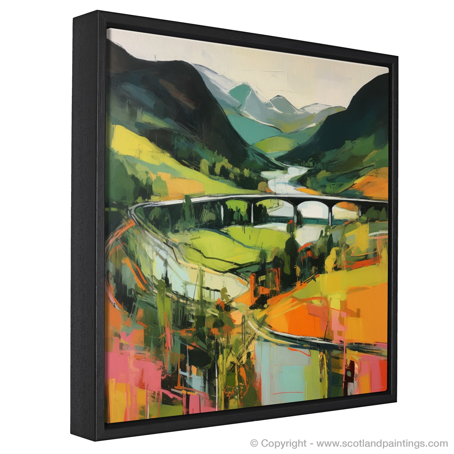 Painting and Art Print of Glenfinnan, Highlands in summer entitled "Summer Symphony in Glenfinnan Highlands".