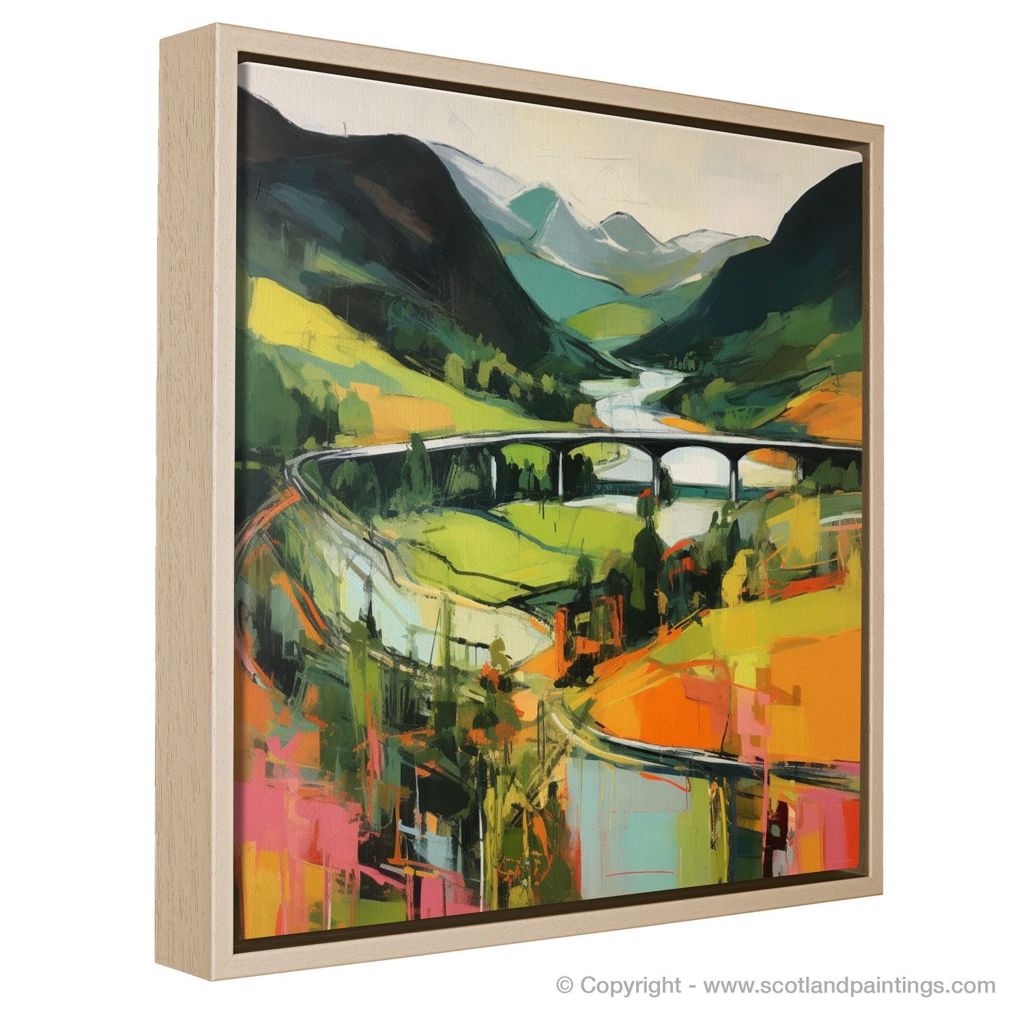 Painting and Art Print of Glenfinnan, Highlands in summer entitled "Summer Symphony in Glenfinnan Highlands".