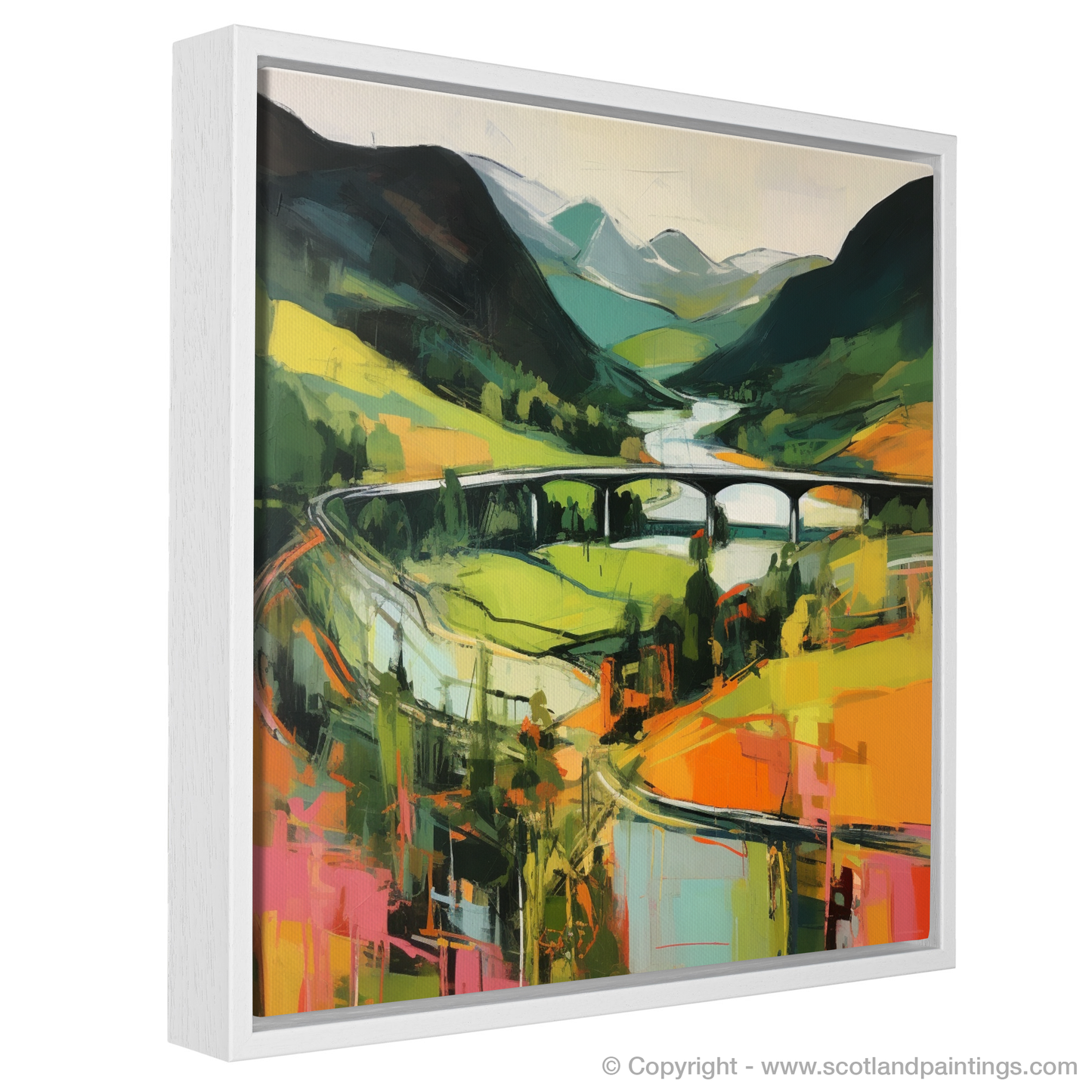 Painting and Art Print of Glenfinnan, Highlands in summer entitled "Summer Symphony in Glenfinnan Highlands".