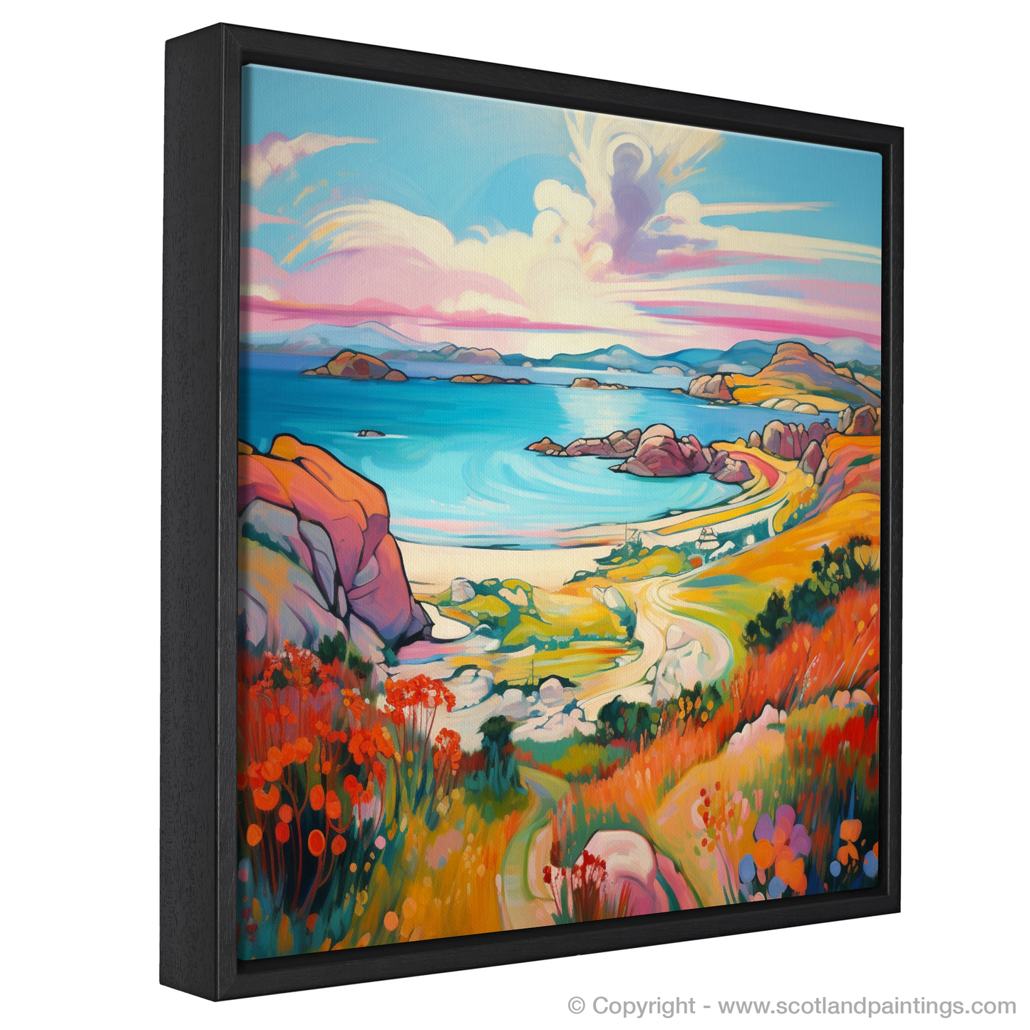 Painting and Art Print of Achmelvich Bay, Sutherland in summer entitled "Fauvist Summer Blaze at Achmelvich Bay".